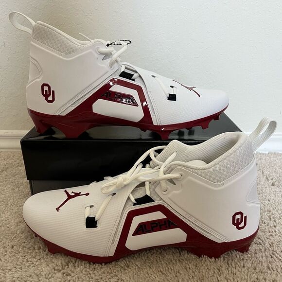 Nike Jordan Alpha Menace Pro 3 Oklahoma OU Team-Issued Football Cleats - Picture 1 of 9